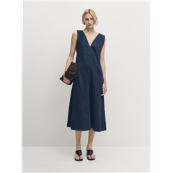 Vestido midi efecto denim tirante ancho