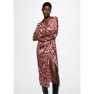 Vestido camisero satinado -  Mujer | MANGO OUTLET España