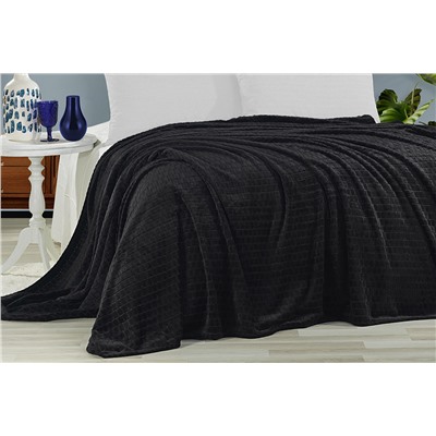 Плед KARVEN Super Soft MELINDA 200*220 п/э евро Р 942 черный (Акция).