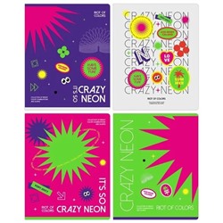 Тетрадь 48л., А5, клетка BG "Crazy neon", неоновая краска