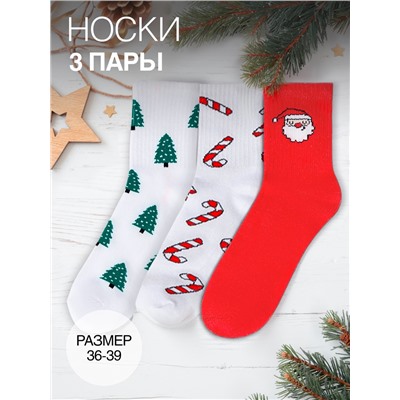 Новогодний подарочный набор термос и носки 3 пары KAFTAN New Year, размер 36-39