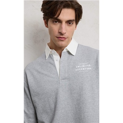 Футболка-поло д/р P411-0570 grey melange