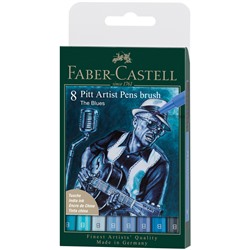 УЦЕНКА - Набор капиллярных ручек Faber-Castell "Pitt Artist Pen Brush The Blues" 8шт., пластик. уп., европодвес