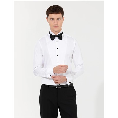Белый бывший Рубашка для смокинга Slim Fit