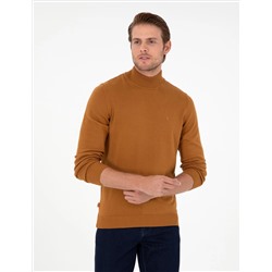 Brown Slim Fit Half Fisherman воротник базовый трикотажный свитер