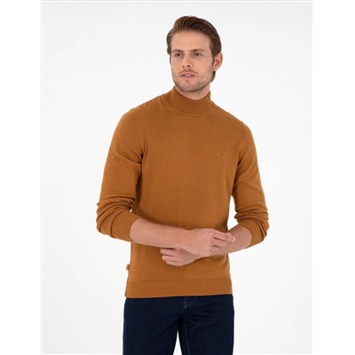 Brown Slim Fit Half Fisherman воротник базовый трикотажный свитер