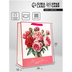 Пакет подарочный вертикальный «Поздравляю», 26×32×12 см