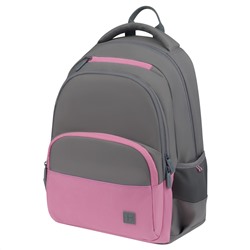 Рюкзак Berlingo U3 "Grey-pink" 41*29,5*13,5см, 2 отделения, 4 кармана, эргономичная спинка