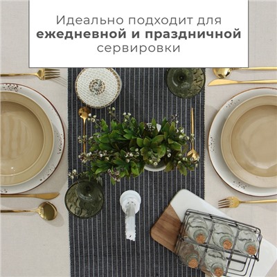 Дорожка на стол Этель, серая, 33×182 см, 100% хлопок