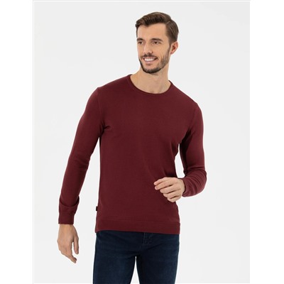 Bordeaux Slim Fit Bicycle Neck Basic Knitwear Казах