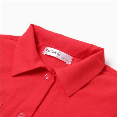 Костюм (рубашка и брюки) детский KAFTAN "Лен", размер 34 (122-128 см), красный