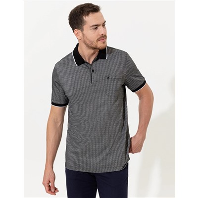 Черный обычный посадка Polo Yaka Pocket T -For -