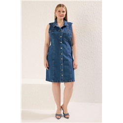 Синяя рубашка воротник Cep Comfort Denim платье большого размера tbbss25ah00088