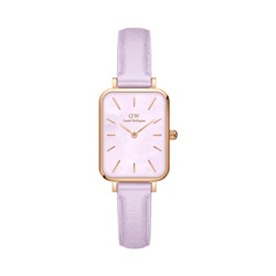 Reloj de cuarzo de piel, nácar y chapado en oro rosa - Malva