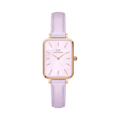 Reloj de cuarzo de piel, nácar y chapado en oro rosa - Malva