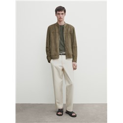 Chaqueta bomber piel ante cremallera