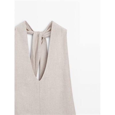 Linen blend halter jumpsuit