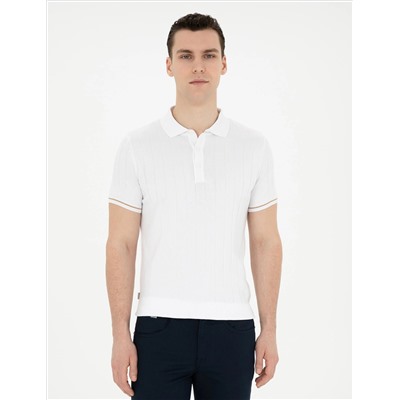 Кнопка Ecru Slim Fit с Polo Yaka Knitwear T -Fork