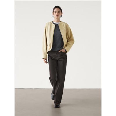 Chaqueta bomber mezcla algodón bolsillos snaps