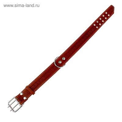 Ошейник кожаный однослойный,80 х 4,5 см, ОШ 51-65 см, микс