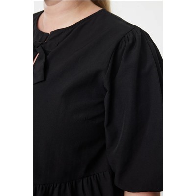 Black Woman Bow Woven Блузка большого размера TBBAW25AF00021