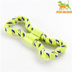 Игрушка витая из резины и каната "Мегакость", 19,5 см, салатовая