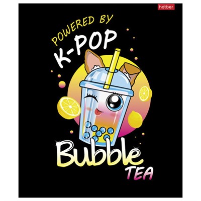 Тетрадь А5, 48 л., HATBER скоба, клетка, глянцевая ламинация, "Bubble tea" (микс в спайке), 48Т5лВ1