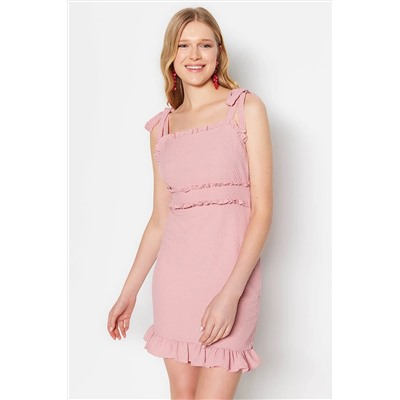 Мини-платье с рюшами Dusty Rose TWOSS23EL00914