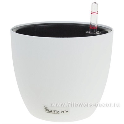 Кашпо PLANTA VITA "Round Matt white" с автополивом (пластик), D18xH15 см