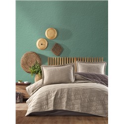 Комплект KARVEN (покрывало с наволочкой) ранфорс евро 3 пр. (240*260 / 50*70) LORNA v1 Beige (Акция)
