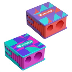 Точилка пластиковая Berlingo "Neonometry", с контейнером, 2 отверстия, ассорти