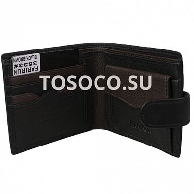 3833 black_brown кошелек FARIRUN натуральная кожа 11х12х2