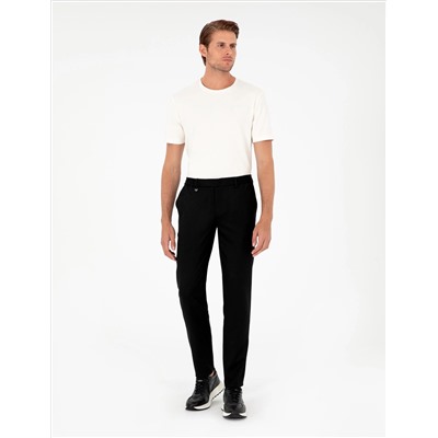 Черный бывший Тканевые штаны Slim Fit