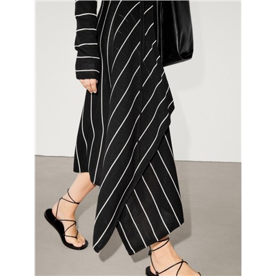 Striped knit co-ord skirt with tie