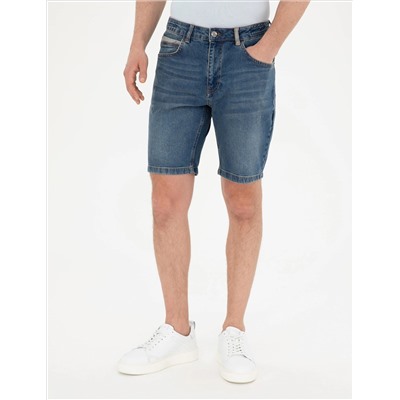 Blue Slim Fit Jean Shorts