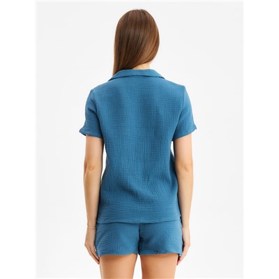 Комплект домашний женский (рубашка, шорты) KAFTAN Basic размер 44-46, синий