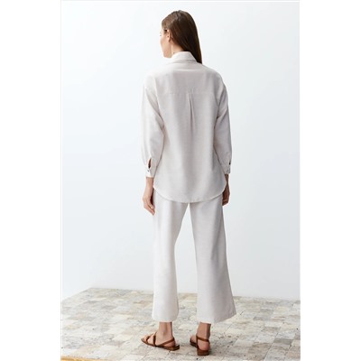 Ecru Linen выглядящее плетение рубашки-пантолоновое набор Twoss24au00065