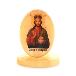 Икона из селенита "Иисус-спаси и сохрани"на подставке, 45*25*65мм.