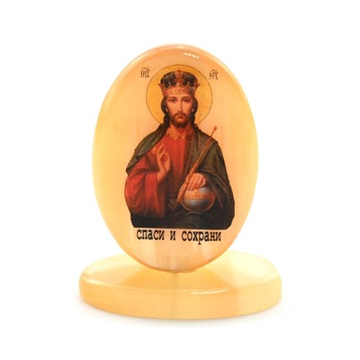 Икона из селенита "Иисус-спаси и сохрани"на подставке, 45*25*65мм.