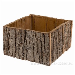 Кашпо из коры липы, Н14х20х20 см