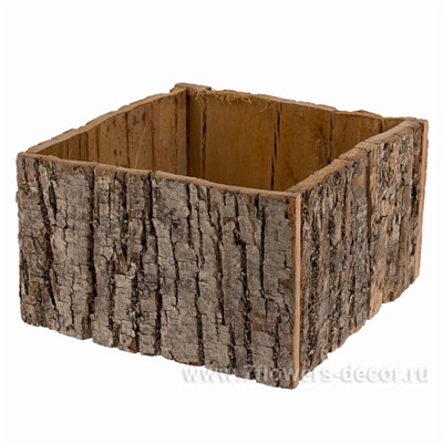 Кашпо из коры липы, Н14х20х20 см
