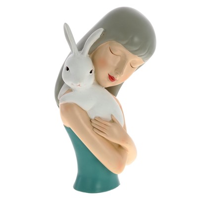 Фигурка декоративная "Девочка с кроликом", L14 W13 H25 см