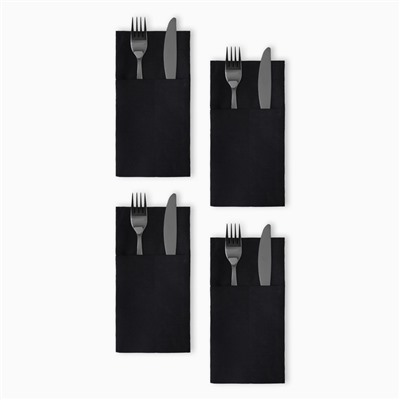 Набор конвертов для приборов Home collection black-4 шт., 22х10см, 45%лён, 55%хл