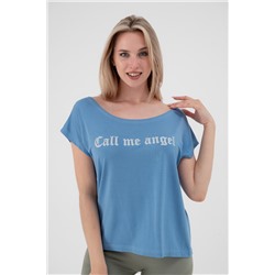 Футболка женская из вискозы Лирика / Голубой Call me angel