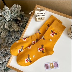 Носки НГ р.35-40 "Merry Christmas" Олени Жёлтые