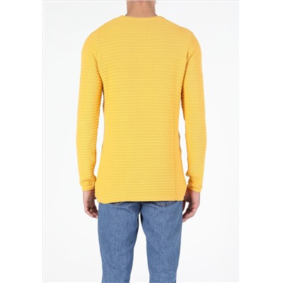 Slim Fit круглый воротник мужской желтый свитер