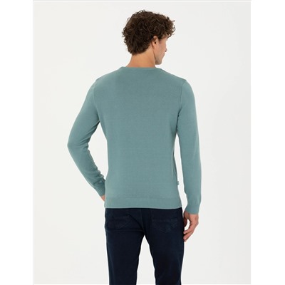 Темная мята Slim Fit Bike Neck Basic Knitwear Kazakh