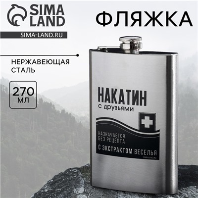 Фляжка «Накатин», 270 мл, серебристая