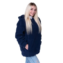 Толстовка женская из овечьей шерсти оверсайз HOT TREND (с капюшоном, цвет Индиго) цвет СИНИЙ