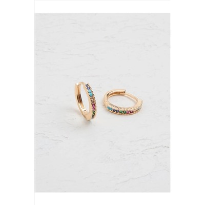 Серьги-кольца из смешанного багета с камнями 23SX810003
